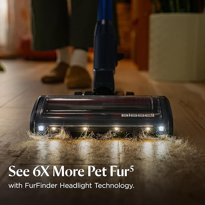 Bissell PowerClean DualBrush 280W Self-Standing Cordless Vacuum DualBrush &amp AutoAdapt Tech Self-Cleaning Brush Roll Strong Suction Removeable Battery Upholstery Tool &amp Bright Headlights