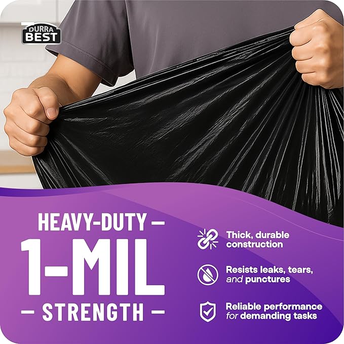 Heavy-Duty Trash Bags – 120 count 18 Gallon Black Ultra Thick Drawstring Garbage Bags – Leak-Resistant for Home &amp Commercial Use Big Trash Bags Made in USA