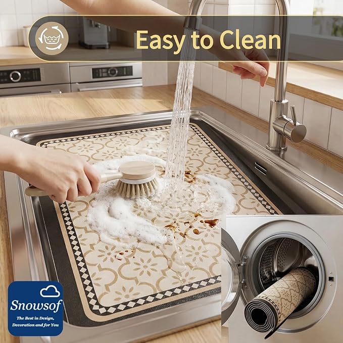 Dish Drying Mat - Absorbent Countertop Mat for Coffee Maker Expresso Machine Kitchen Use (C16''×24'')