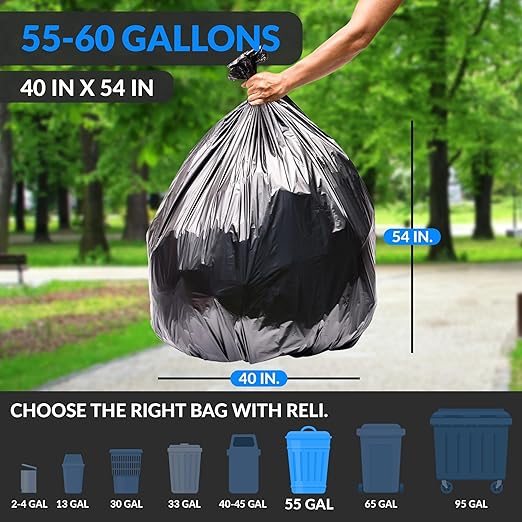 Reli. Thank You T-Shirt Bags (350 Ct) &amp Trash Bags 55-60 Gal (150 Bags)
