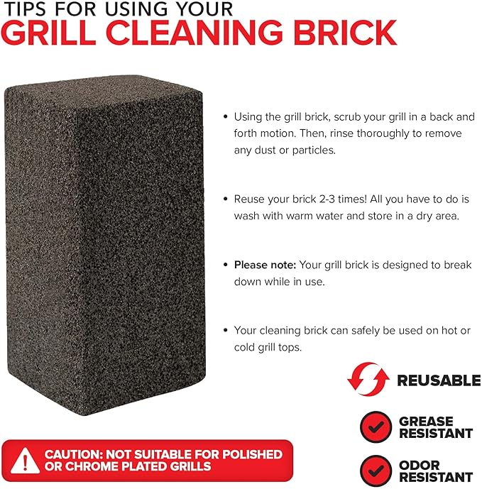 Stock Your Home Grill Cleaning Brick (12 Pack) Heavy Duty Pumice Stone for Flat Tops and Griddles Blackstone Griddle Cleaner Non-Scratch Grill Block