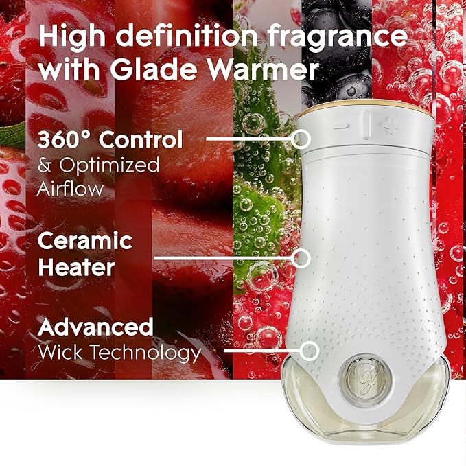Glade PlugIns Refills Air Freshener Starter Kit Scented and Essential Oils for Home and Bathroom Bubbly Berry Splash 4.02 Fl Oz 2 Warmers + 6 Refills