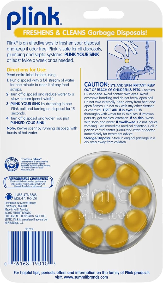 Plink Garbage Disposal Cleaner and Deodorizer 4-Pack 40 Uses Total