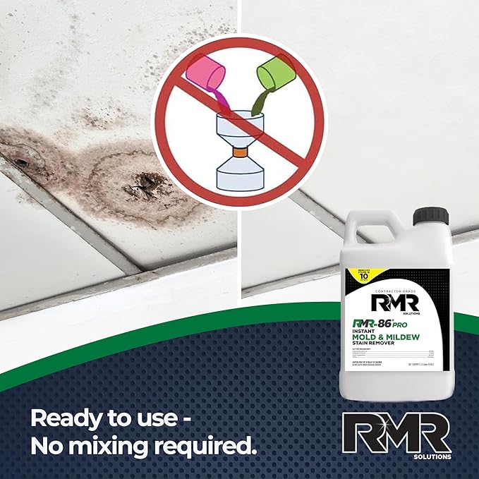 RMR-86 Pro Instant Mold Stain &amp Mildew Stain Remover - Contractor Grade Cleaning Solution Professional Quality Formula Odor Removal 2.5 Gallon 2 Pack