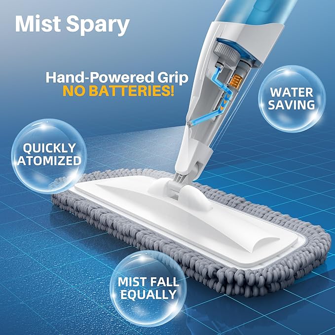 JOYMOOP Spray Mop for Floor Cleaning Dry &amp Wet Microfiber Cleaner with 18oz Refillable Bottle and 6 Replacement Pads for Home or Commercial Use