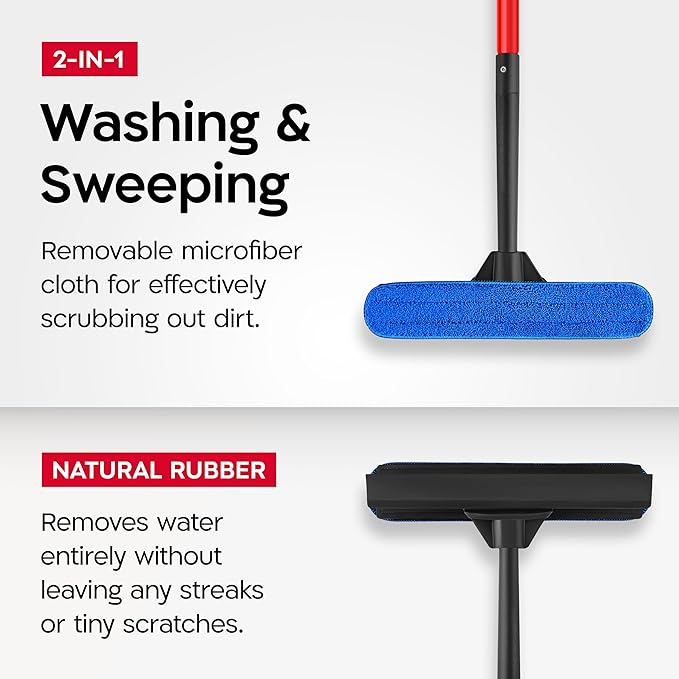 Tyroler Professional Window Squeegee for Home1 ft-12.5 ft Long Squeegee for Window Cleaning 2-in-1 Window Cleaning Squeegee Kit Indoor &amp Outdoor Window Cleaner Tool for High Windows &amp Glass