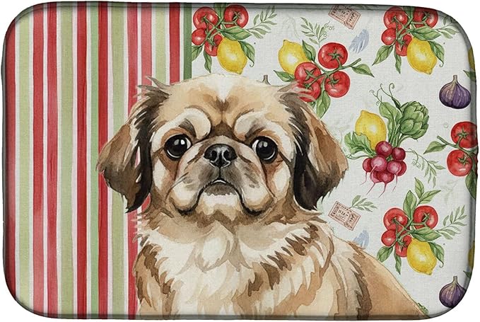 Caroline's Treasures Sable Pekingese Vegetables Dish Drying Mat Absorbent Dish Drying Mat Pad for Kitchen Counter Dish Drainer Mat for Countertop 14 x 21 Multicolor