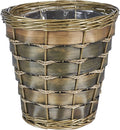 Household Essentials Haven Wicker Waste Basket Small Willow and Poplar Basket with Removable Plastic Liner Handwoven Decorative Compact Great for the Bathroom Bedroom or Office Green