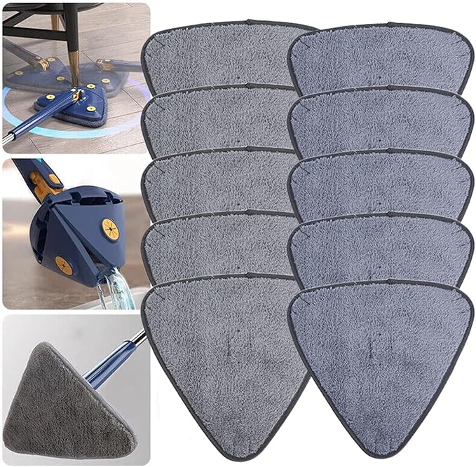 5/10pcs Triangle Microfiber Mop Pads Large Glass Sweeping CleaningCloth Dust Replacement Head Clean Tool(10Pcs Yellow)