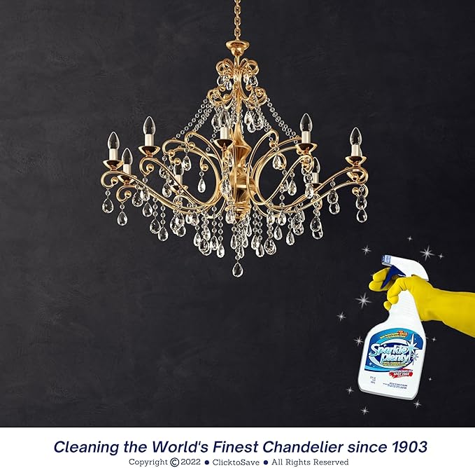 Sparkle Plenty Chandelier Cleaner Drip Dry Spray No Wipe - Dust Remover &amp Streak Free Glass Cleaner Spray for Crystal Chandelier &amp Window Screen - Versatile Household Cleaning Supplies (32 oz