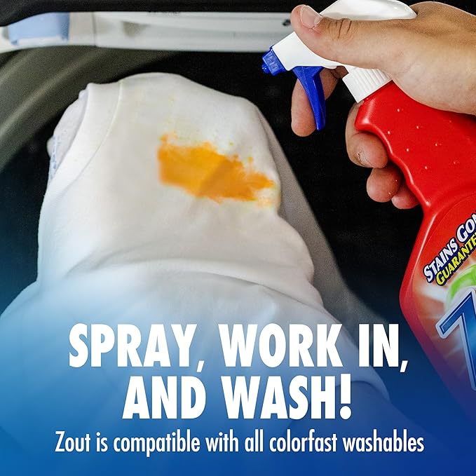 Zout Laundry Stain Remover SprayTriple Enzyme Formula Removes the Toughest StainsMade in the USA22 Ounce Bottles(Pack of 4)