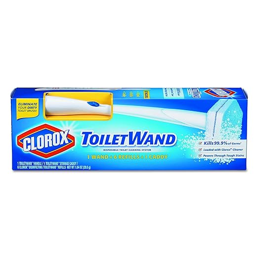 Clorox 03191CT Toilet Wand Disposable Toilet Cleaning Kit: Handle Caddy &amp Refills White (Case of 6)