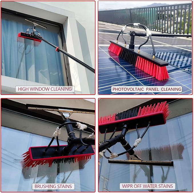 3.6-6 M Window Cleaning PoleWater Fed Telescopic BrushWindow Cleaner KitExtendable Solar Panel Washing Equipment Cleaning Conservatory Roof Extendable Cleaner (35cm Brush3.6M)