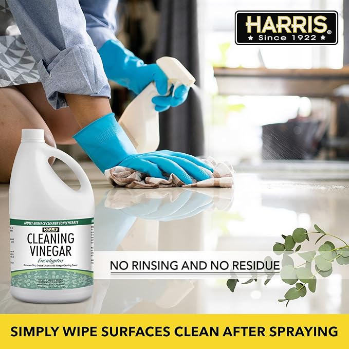 HARRIS Cleaning Vinegar All Purpose Household Surface Cleaner 128oz (Eucalyptus) with Easy Pour Funnel Included