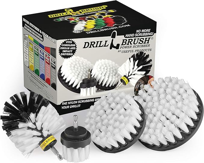 Interior Car Detailing Drill Brush Set - Soft Bristle Power Scrubber Attachments for Cleaning Car Truck Upholstery Carpet Leather Seats Wheels Rims Dash Console &amp Trim - Nylon Auto Scrub