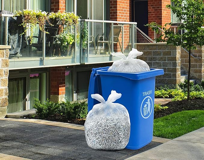 Veska 95 Gallon Trash Bags Clear (Huge 25 Count w/Ties) 95-96 Gallon Extra Large Garbage Bags Clear Recycling Trash Bags 90 Gallon
