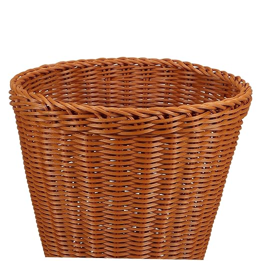 Vaguelly Woven Trash Can with Lid Imitation Rattan Wastebasket for Home Office Sturdy Storage Container for Sundries Stylish Bedroom and Living Room Garbage Basket