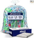 Plasticplace 55-60 gallon Trash Bags │ 1.5 Mil │ Clear Heavy Duty Garbage Can Liners │ 36” x 58” (100 Count)