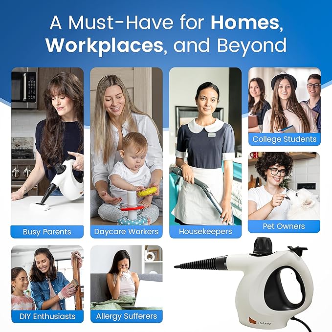 Handheld Multi-Surface Pressurized Steam Cleaner with 11 pcs Accessories 15.2oz Tank Multi-Purpose Steamer for Home Use Natural Steamer for Cleaning Tile Floor Bathroom Window Upholstery Grease