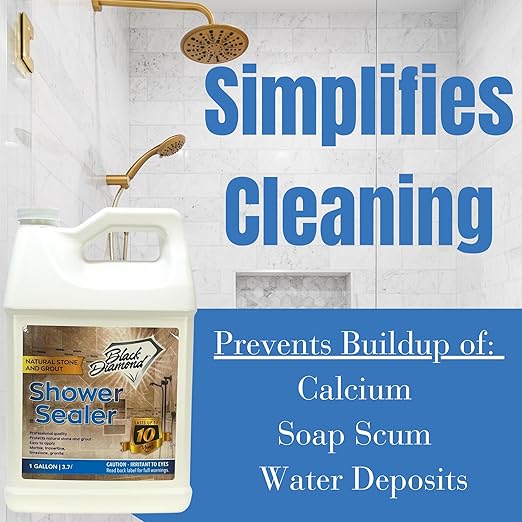 Natural Stone and Grout Penetrating Shower Sealer. Marble Granite Travertine Limestone. Protects The Surface from Damage and Build-up for up to Ten Years! (1 Gallon)