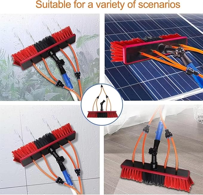 Window Cleaning Pole Outdoor Water Fed Telescopic 2 in 1 Brush Conservatory Roof Extendable Cleaner (Color : 50cm Brush Size : 12M Pole)