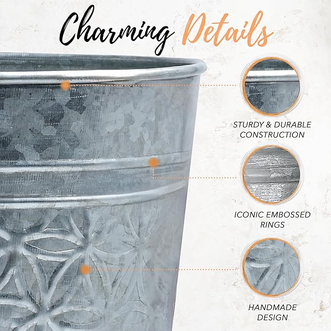 Autumn Alley Farmhouse Bathroom Trash Can Garbage Can Round Open Top Garbage Basket Bin for Home Office Rustic Trash Can Cute Decorative Wastebasket Rustic Bathroom Decor Galvanized