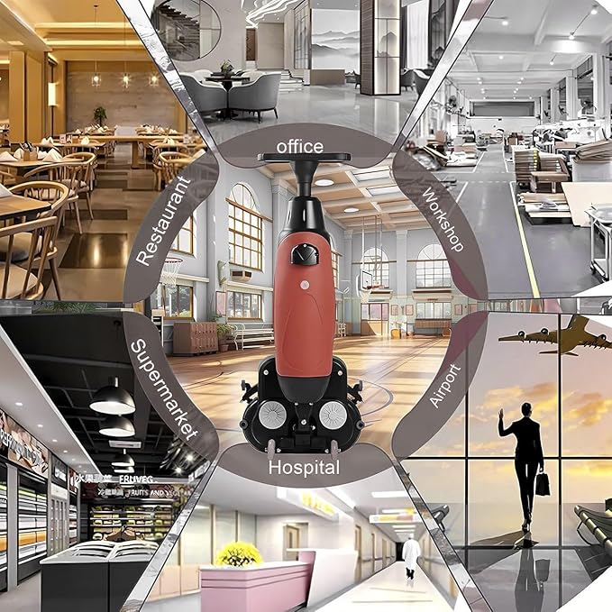 Carpet Cleaning Machine and Floor Scrubber 360 RPM Dual-Brush Rotary Floor Washer Cordless Design Mini Floor Cleaner 13000 ft²/h Efficient Cleaning for Commercial Spaces Schools Offices White