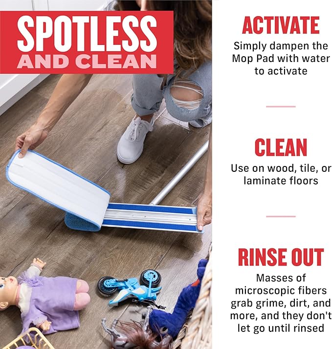 E-Cloth Deep Clean Microfiber Mop - Reusable Mop Pad for Home Cleaning Hard Floors Wood Tile or Laminate Machine Washable Use Wet for Cleaning or Dry for Dusting No Refills or Spray Needed