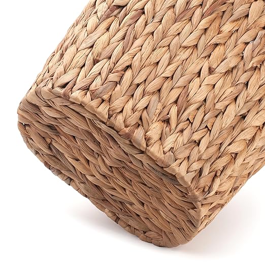 Bathroom Trash Can Handwoven Wicker Trash Can with Handles for Bedroom Living Roon Kitchen Bathroom and Office Water Hyacinth Wicker Waste Basket 1 Pack 13L x 7.5W x 12.2H 3.2 Gallon
