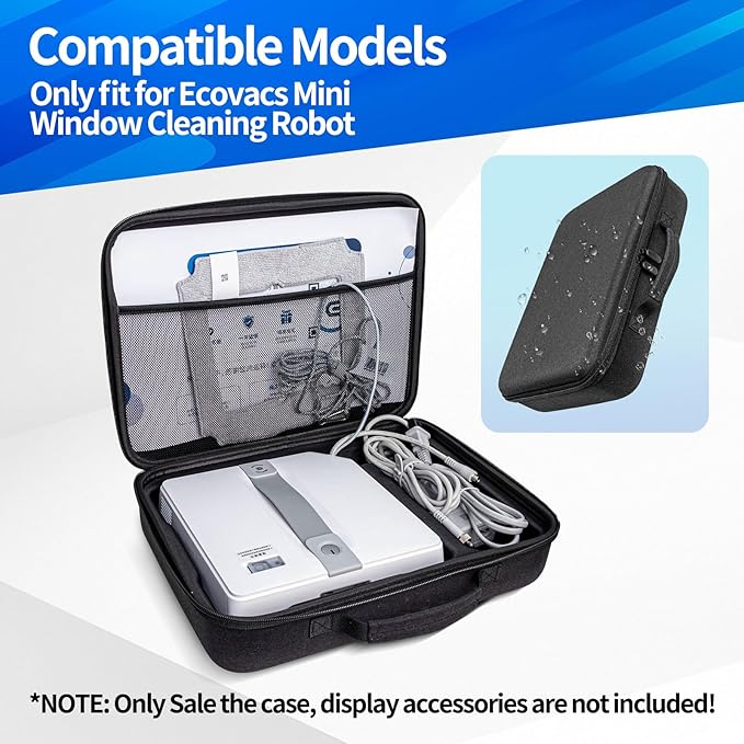 Hard Organizer Bag for Ecovacs mini window cleaning robot Protective Carrying Case(35 * 25.5 * 8.5CM/13.77 * 10 * 3.34inch) (Black)