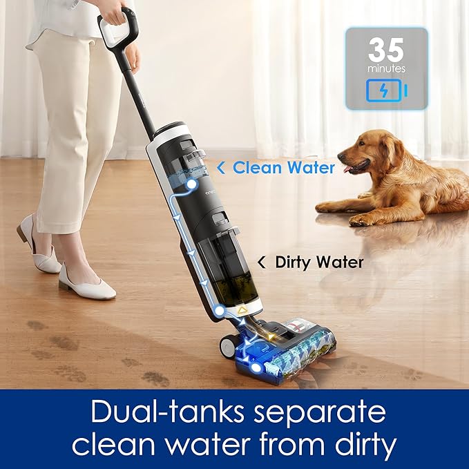 Tineco Floor ONE S3 Cordless Hardwood Floors Cleaner Lightweight Wet Dry Vacuum Cleaners for Multi-Surface Cleaning with Smart Control System (Renewed)