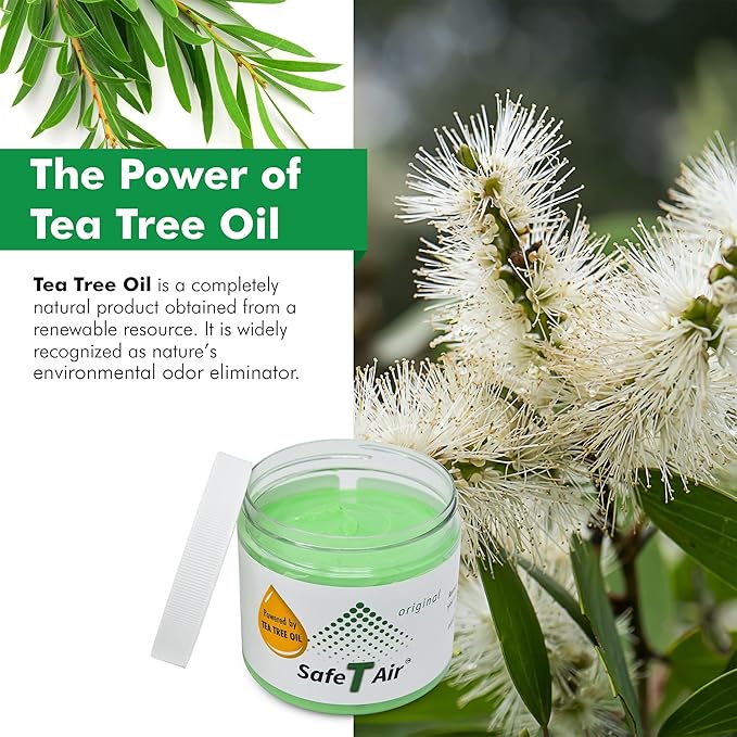 Tea Tree Oil Air Freshener Gel – Natural Odor Eliminator for Car Home &amp Bathroom – Removes Smoke Pet &amp Musty Odors – Long Lasting Deodorizer (400g / 14 oz Jar)