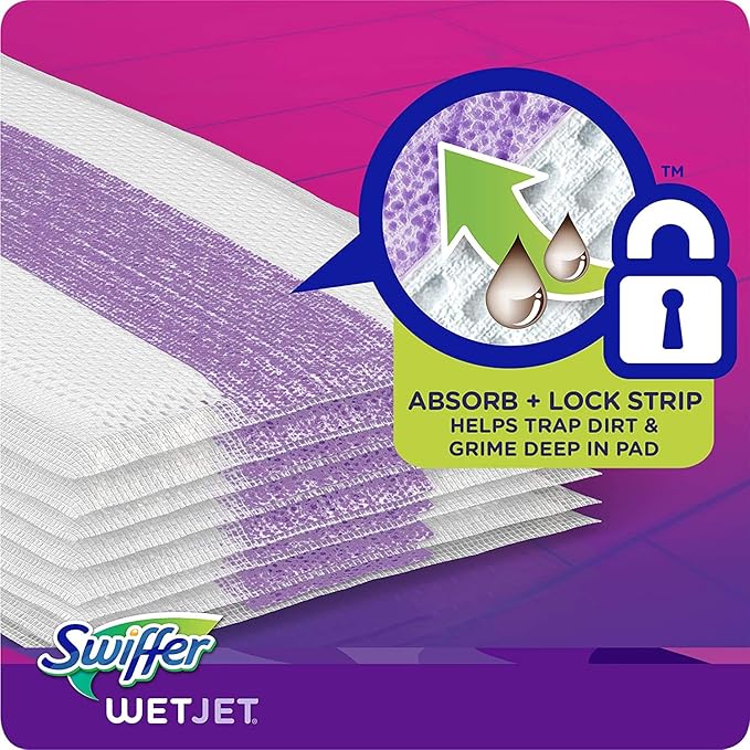 Swiffer WetJet Hardwood Floor Cleaner Spray Mop Pad Refill Multi Surface 12 Count (Packaging May Vary) (Pack of 4)