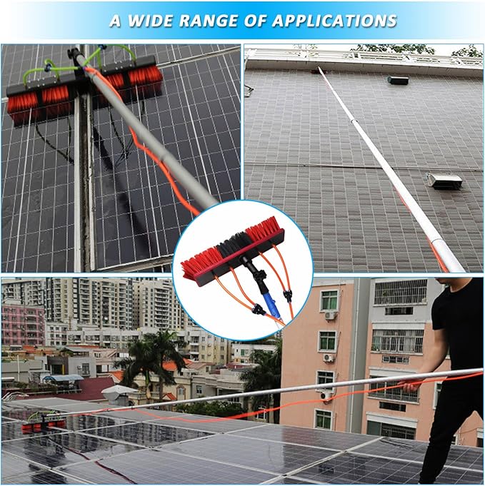 Window Cleaning Pole Water Fed Telescopic Brush Professional Window Cleaning Equipment Kit Extendable Cleaner Conservatory Roof Cleaning Photovoltaic and Solar Panels Window Cleaning Tool