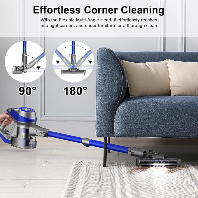 Intercleaner 23Ft Corded Vacuum Cleaner with LED Headlights &amp Large Dust Cup Powerful Suction for Hard Floors &amp Carpets Adjustable Stick Perfect for Pet Hair Wall Mount Storage