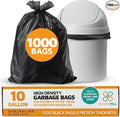 PlasticMill Heavy Duty Trash Bags - Black Garbage Bags - Plastic Trash Bags - Kitchen Bathroom Office Garbage Bags Trash Can Liners - 7-10 Gallon Small Trash Bags 8 Microns 24x24 (1000-Count)