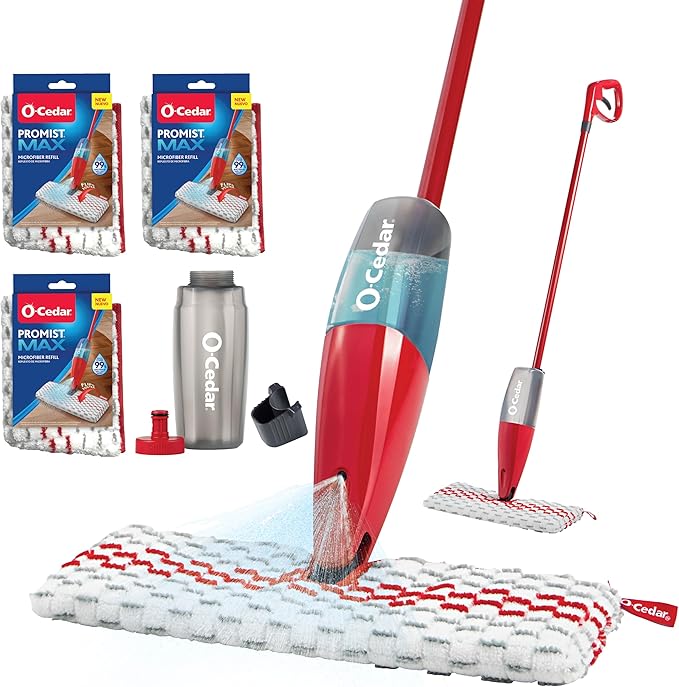 O-Cedar ProMist MAX Spray Mop PMM with 3 Extra Refills Red