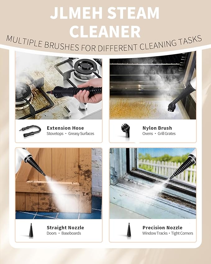 Steam Cleaner Pressurized Multi-Surface Natural Handheld Steam Cleaner for home with 12pcs Accessories &amp Safety Lock – Steamer for Cleaning Home Use Tile Grout Windows (dark gray)