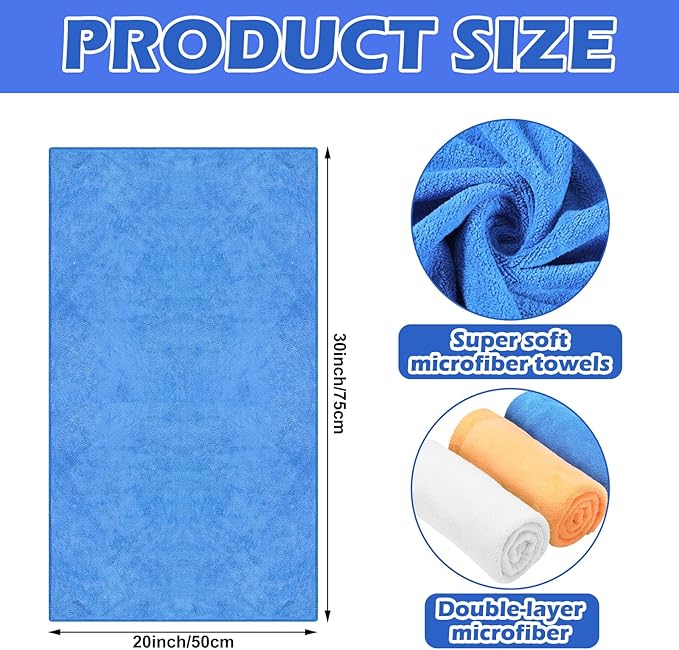 10 Pcs Extra Large Microfiber Cleaning Cloth 30 x 20 Large Floor Microfiber Towel Reusable Washable Free Lint Free Cloth Rag for Squeegee Mop Floor Window Housekeeping (White Yellow)