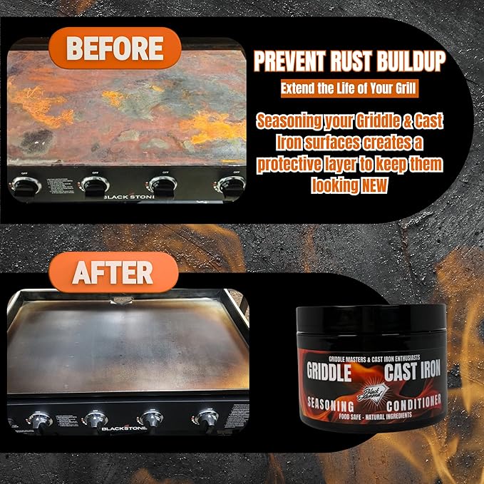 2 pack Griddle Seasoning &amp Cast Iron Conditioner (8oz) – Premium Oil &amp Wax Blend for Skillets Griddles Dutch Ovens &amp Flat Top Grills – Non-Stick Protection &amp Rust Prevention
