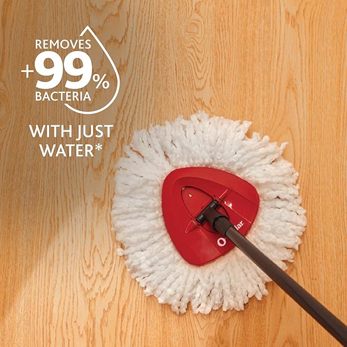 O-Cedar Easywring Microfiber Spin Mop &amp Bucket Floor Cleaning System with 4 Extra Refills