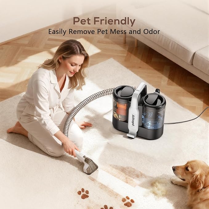Ailltopd Portable Carpet &amp Upholstery Cleaner Machine 15Kpa Powerful Suction &amp Couch Cleaner Machine Deep Stain Cleaning for Carpet Car Pets Stairs Sofa with Self-Cleaning Tool
