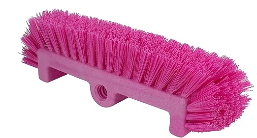 SPARTA 40422EC26 Floor Scrub Brush Head Multi-Level Dual Surface Plastic Block with Side Bristles Crimped Polyester Threaded Handle Hole Ideal for Wide and Tight Spaces BPA Free 12 Inches Pink