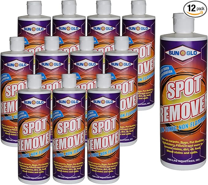 Sun-Glo Premium Power Spot Remover - Instant Spray Blot &amp Witness Magic for Oily Stains Splashes &amp More (12-Pack 16 oz. each)