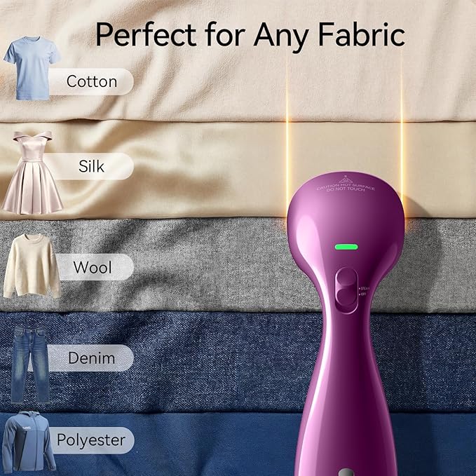 HiLIFE Steamer for Clothes Portable Handheld Design 240ml Big Capacity 700W Strong Penetrating Steam Removes Wrinkle for Home Office and Travel(ONLY FOR 120V) (Orchid Purple)