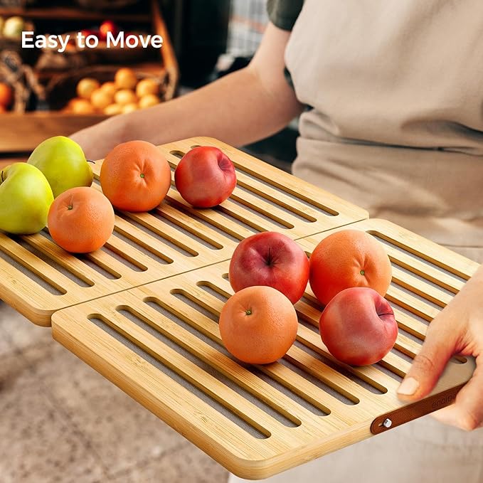 Wealone Stone Dish Drying Mat for Kitchen Counter Fast Drying Diatomaceous Earth Stone Mat Bamboo Foldable Case Design Pad Dish Rack Water Absorbing Instant Dry Sink Rack for Dishes Cups and More