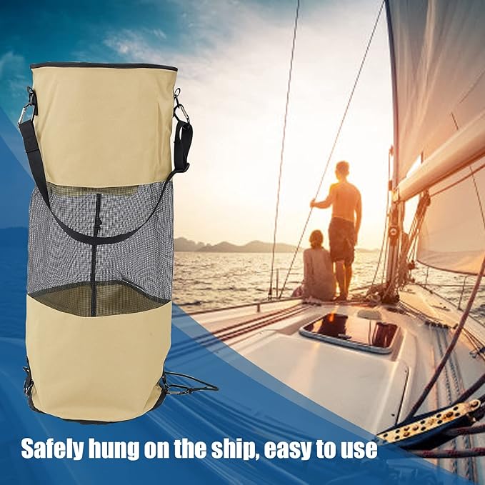 Boat Trash Bags Waterproof Reusable Mesh Garbage Storage 33.1 Inch Height 10.2 Inch Diameter - Lightweight Durable Oxford Cloth Convenient Outdoor Camping and Boating Use
