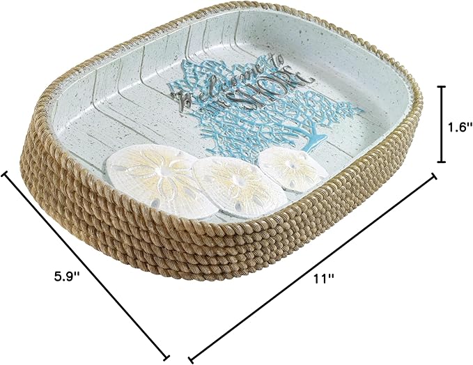 Avanti Linens - Vanity Tray Guest Bathroom Essentials Coastal Inspired Home Decor (Beachcomber Collection)