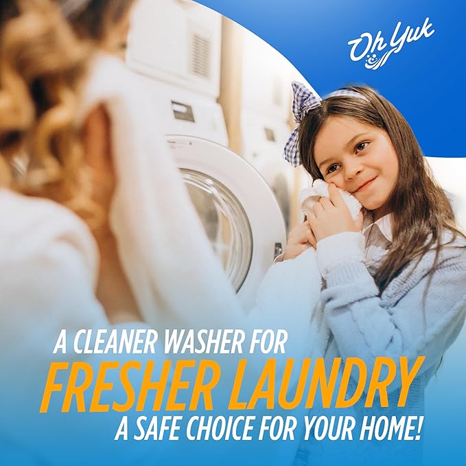Oh Yuk Washing Machine Cleaner For All Washers (Top Load Front Load HE and Non-HE) Natural Citrus Fragrance Four Cleanings Per Bottle Septic Safe 16 Fl Oz