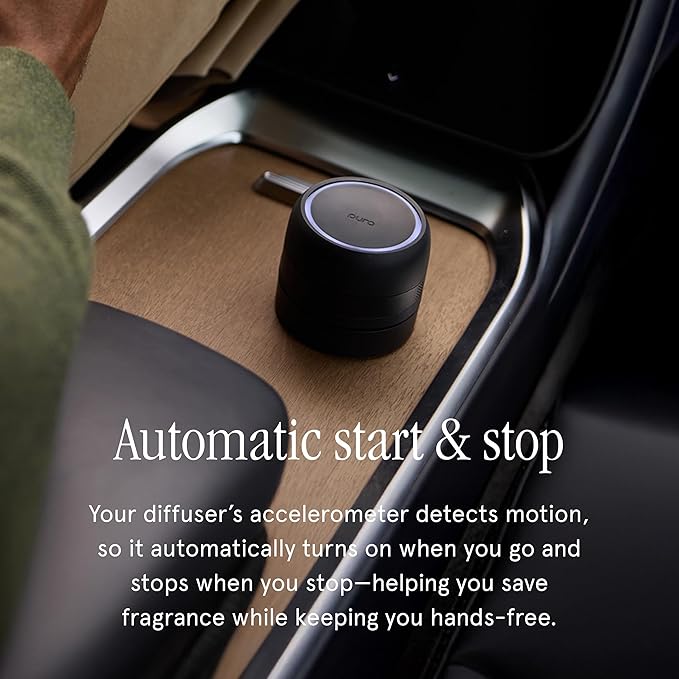 Pura Car Pro Set - Smart Fragrance Diffusion - Rechargeable &amp Cordless Smart Fragrance Diffusion - Automatic Start &amp Stop Accelerometer Detects Motion - Includes New Car Fragrance